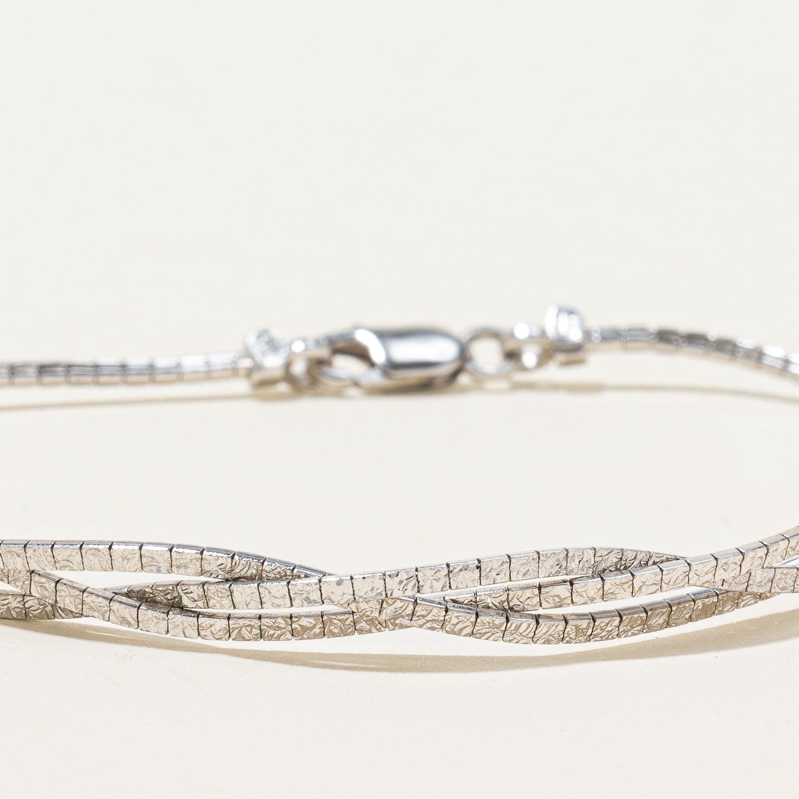 14k White Gold Twisted Chain Bracelet for Women - 7.5 Inch Adjustable Length, Dainty & Elegant Jewelry Gift for Anniversary, Birthday & Special Occasions