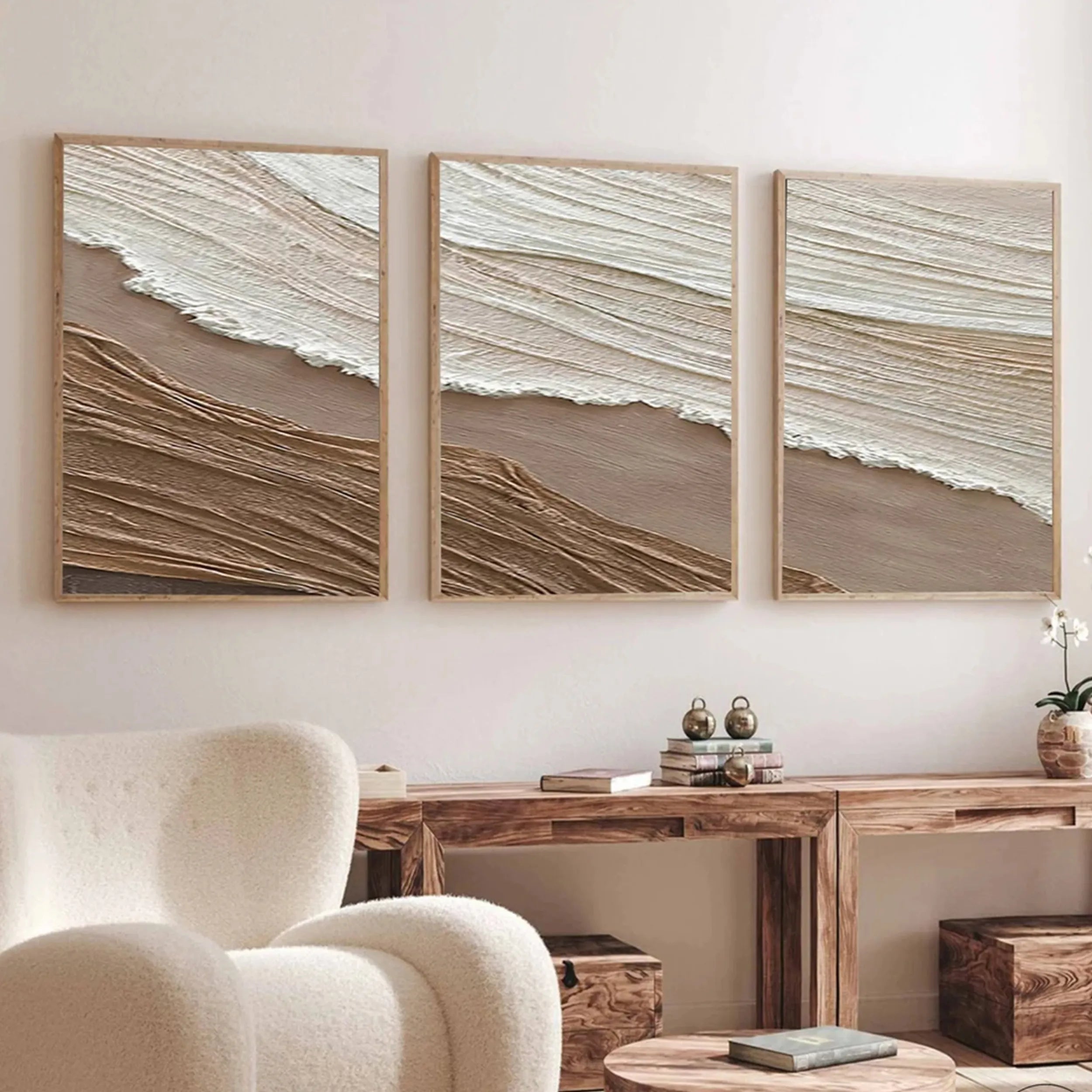 Ocean and Sky Painting Set of 3 - Coastal Wall Art Decor for Living Room, Bedroom, or Office - Beautiful Seascape Canvas Prints - #OS 142