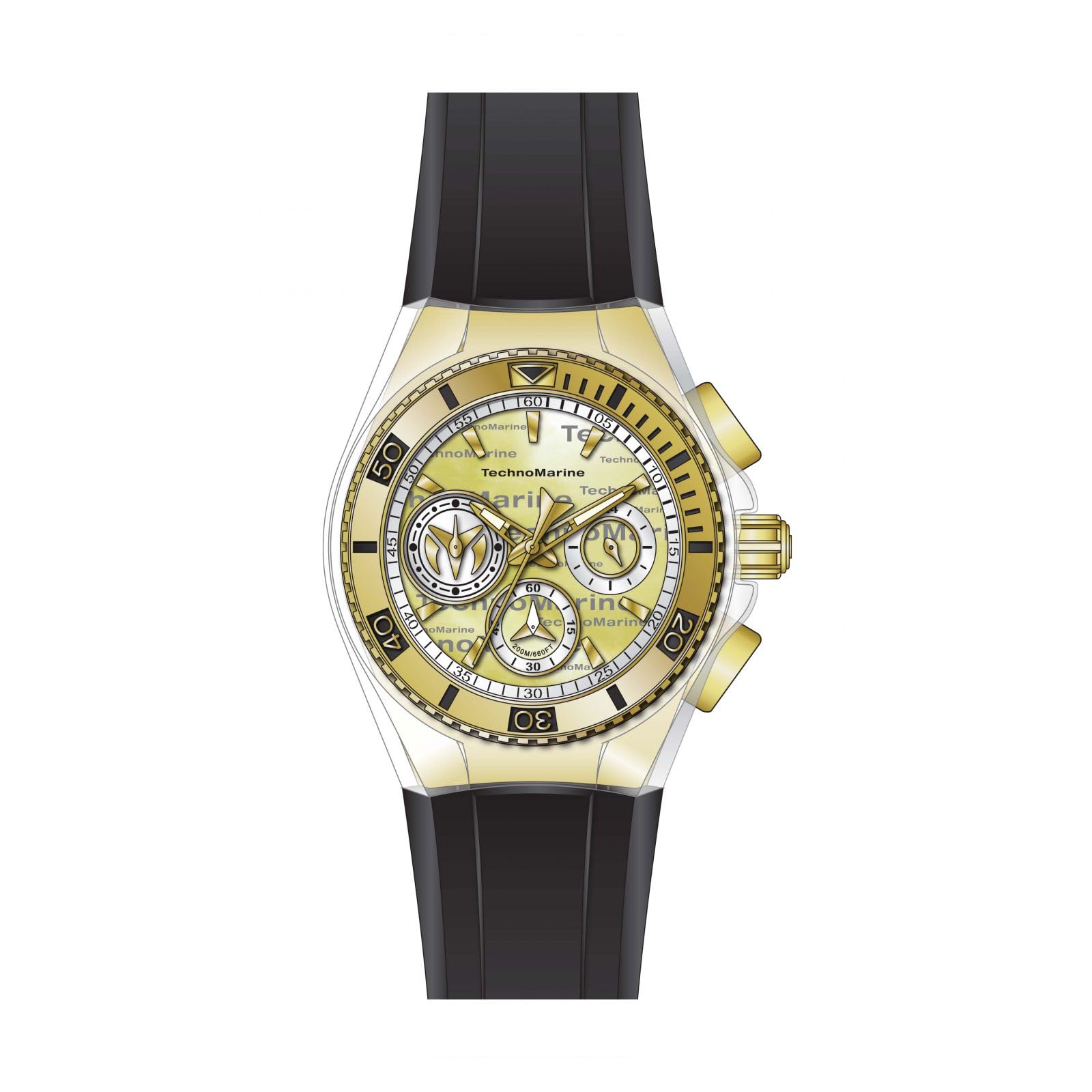TechnoMarine Women's Cruise California Stainless Steel Quartz Watch with Silicone Strap - 26.25mm Case (Model TM120030) - Black - Perfect for Casual Wear, Beach Outings & Everyday Fashion Accessory