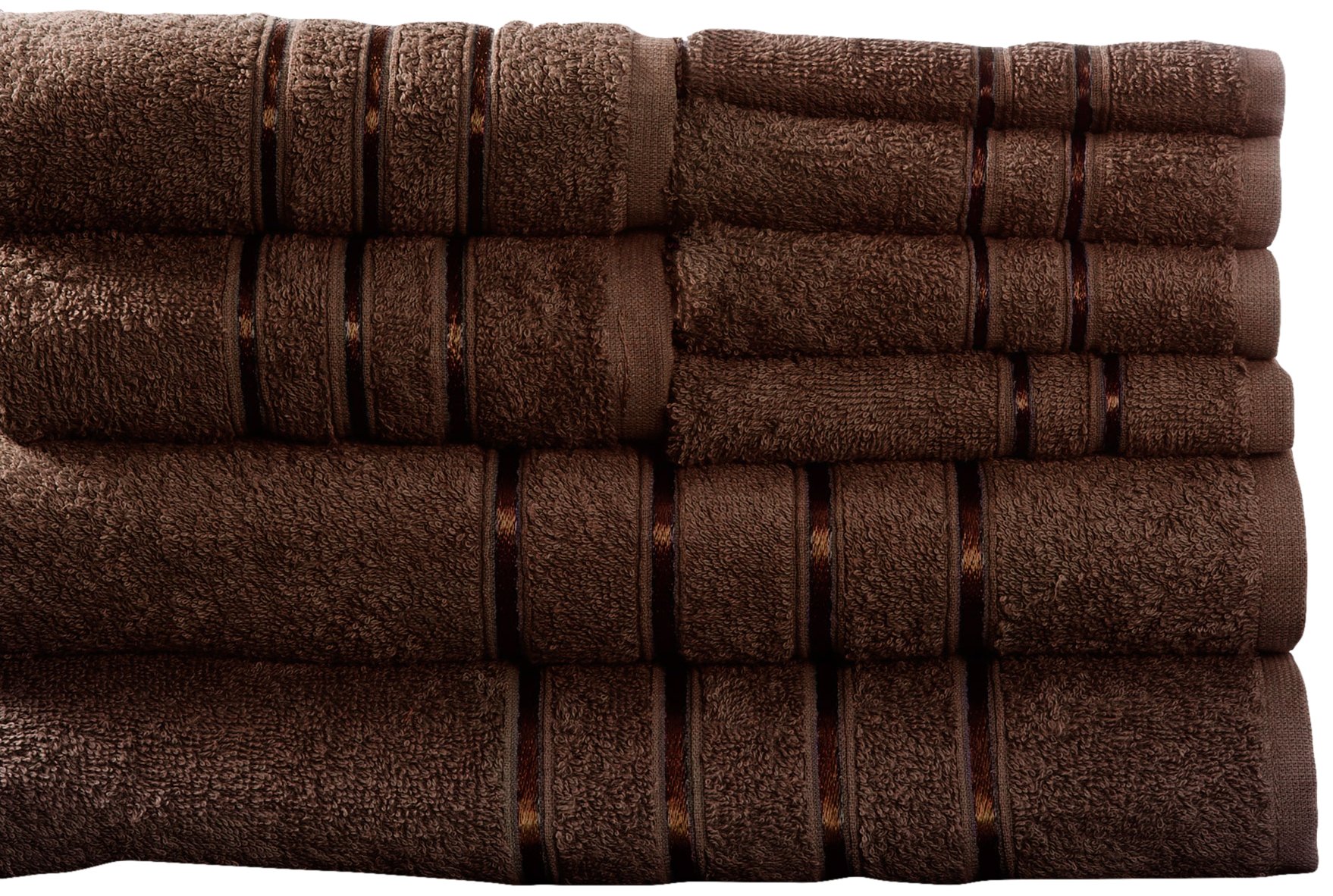 Luxury 8-Piece 100% Cotton Bath Towel Set - 2 Bath Towels, 2 Hand Towels & 4 Washcloths | Super Soft & Absorbent for Spa, Bathroom & Guest Use | Lavish Home (Brown)