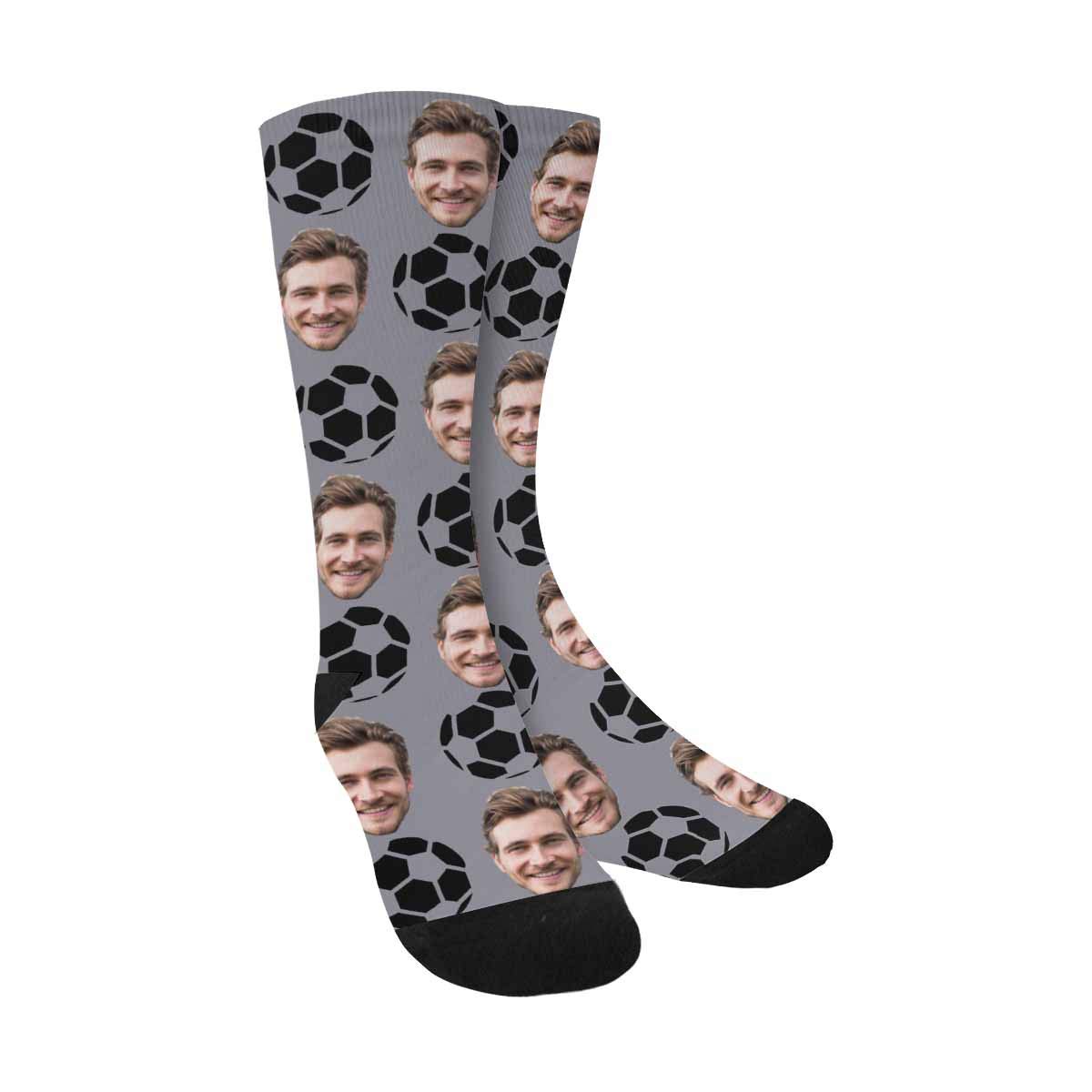 Custom Photo Socks with Soccer Ball Design - Personalized Crew Socks for Men & Women - Unique Father's Day Gift Idea - Perfect for Sports Fans, Birthday Presents & Couple Gifts
