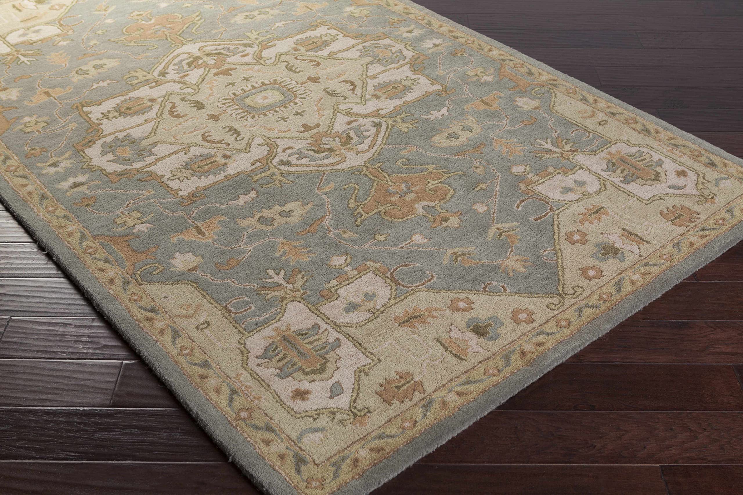 Hauteloom Broomfield Wool Area Rug - Traditional Round 4' - Gray, Brown, Beige - Soft & Durable for Living Room, Bedroom, Nursery - Perfect for Home Decor & Cozy Spaces