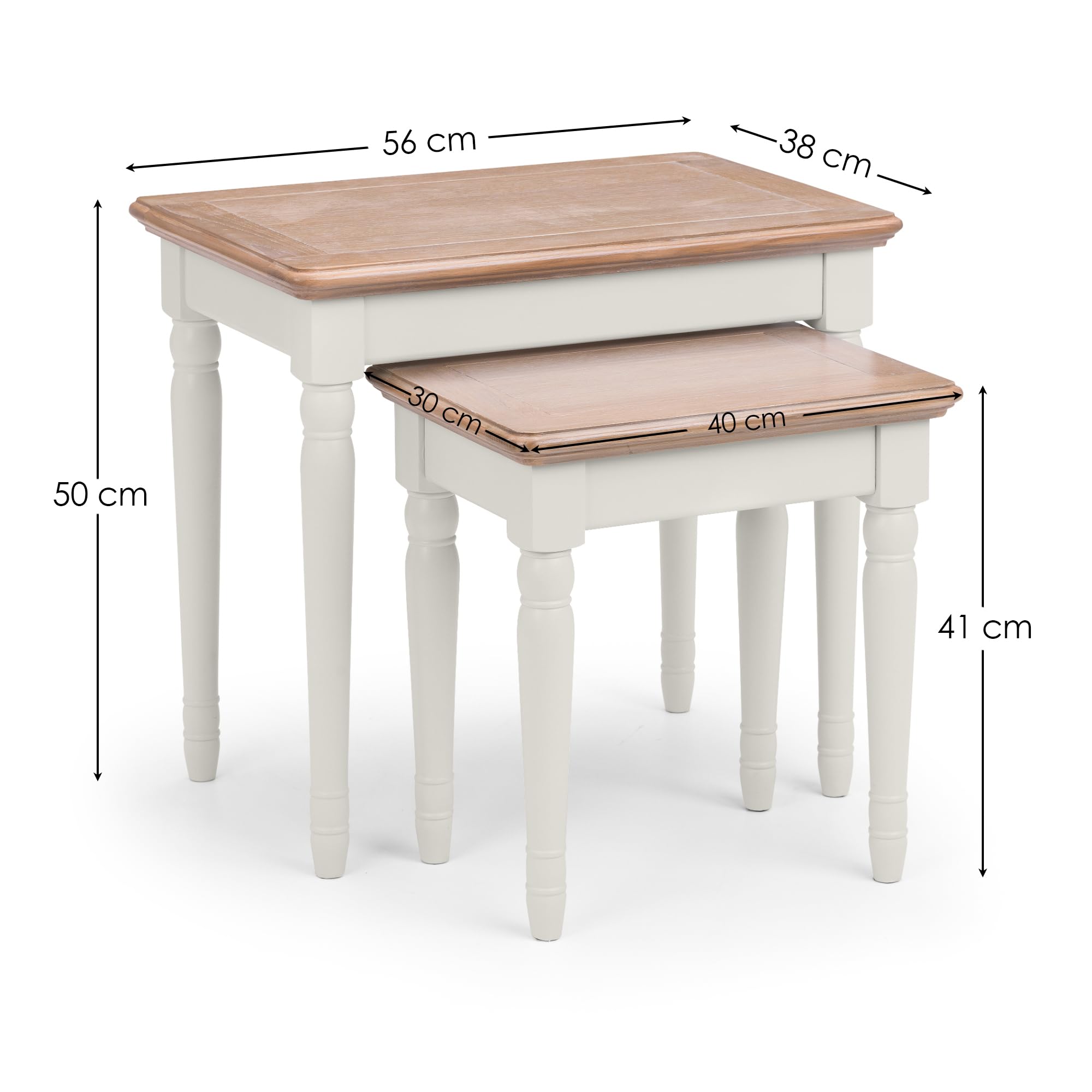 Provence Nest of Tables - Set of 3 Grey & Limed Oak Side Tables | Modern Living Room, Bedroom, or Office Furniture | Space-Saving End Tables with Storage
