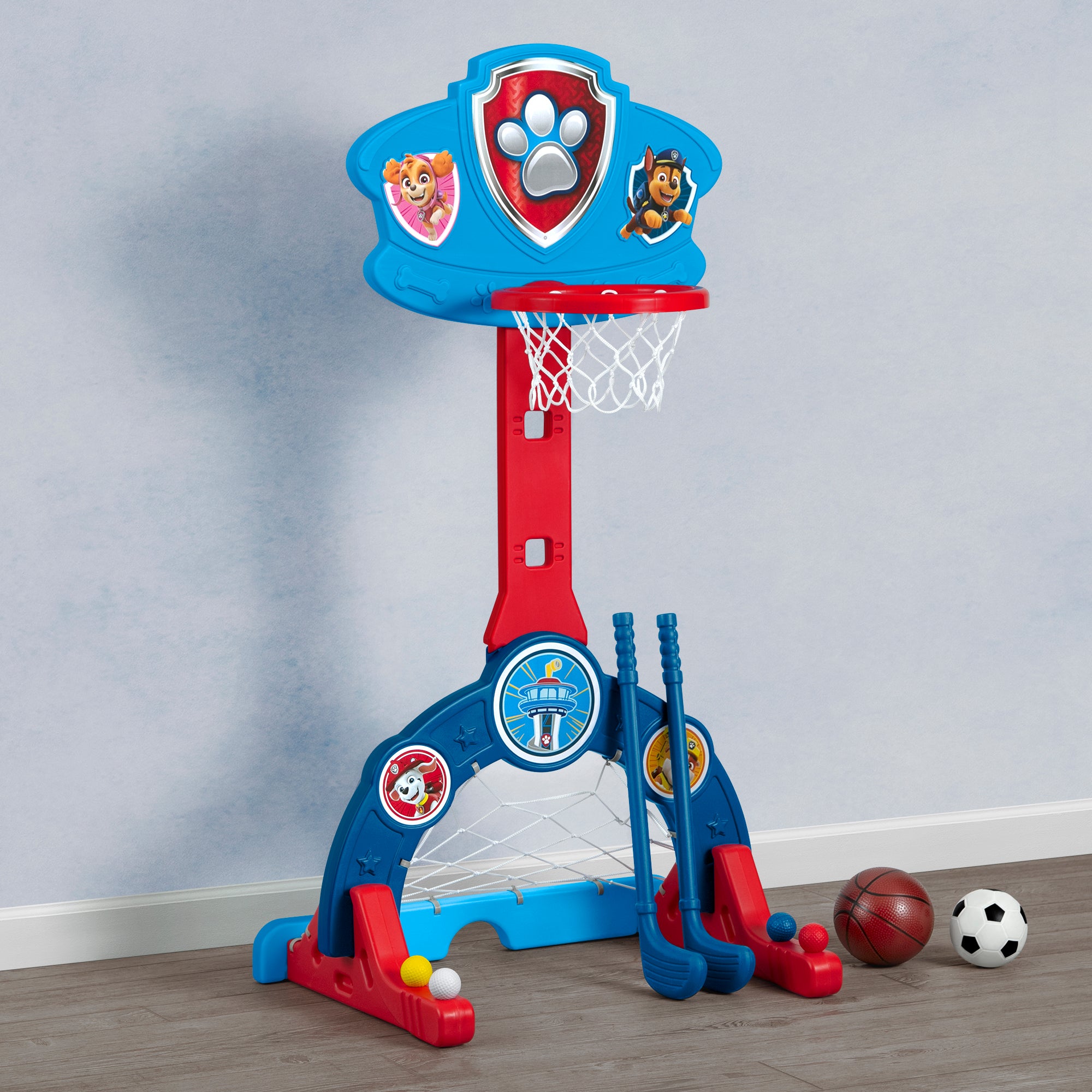 PAW Patrol 4-in-1 Sports Center for Kids - Interactive Play Set with Basketball, Soccer, Bowling & Hockey - Perfect for Indoor & Outdoor Fun, Birthday Gifts & Preschool Learning Activities