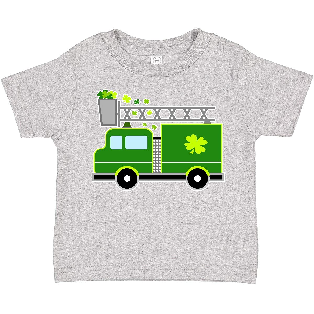 Inktastic St. Patrick's Day Green Fire Truck with Shamrocks Toddler T-Shirt - Cute Irish-Themed Outfit for Baby Boys & Girls, Perfect for St. Paddy's Day Celebrations & Parades