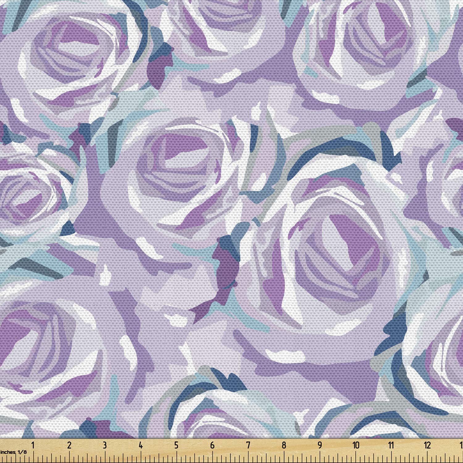 Ambesonne Floral Fabric by The Yard - Romantic Roses Pattern Upholstery Fabric for Sofa, Curtains & Home Decor | Mauve Seafoam Cotton Fabric for DIY Crafts, Pillow Covers & Table Runners