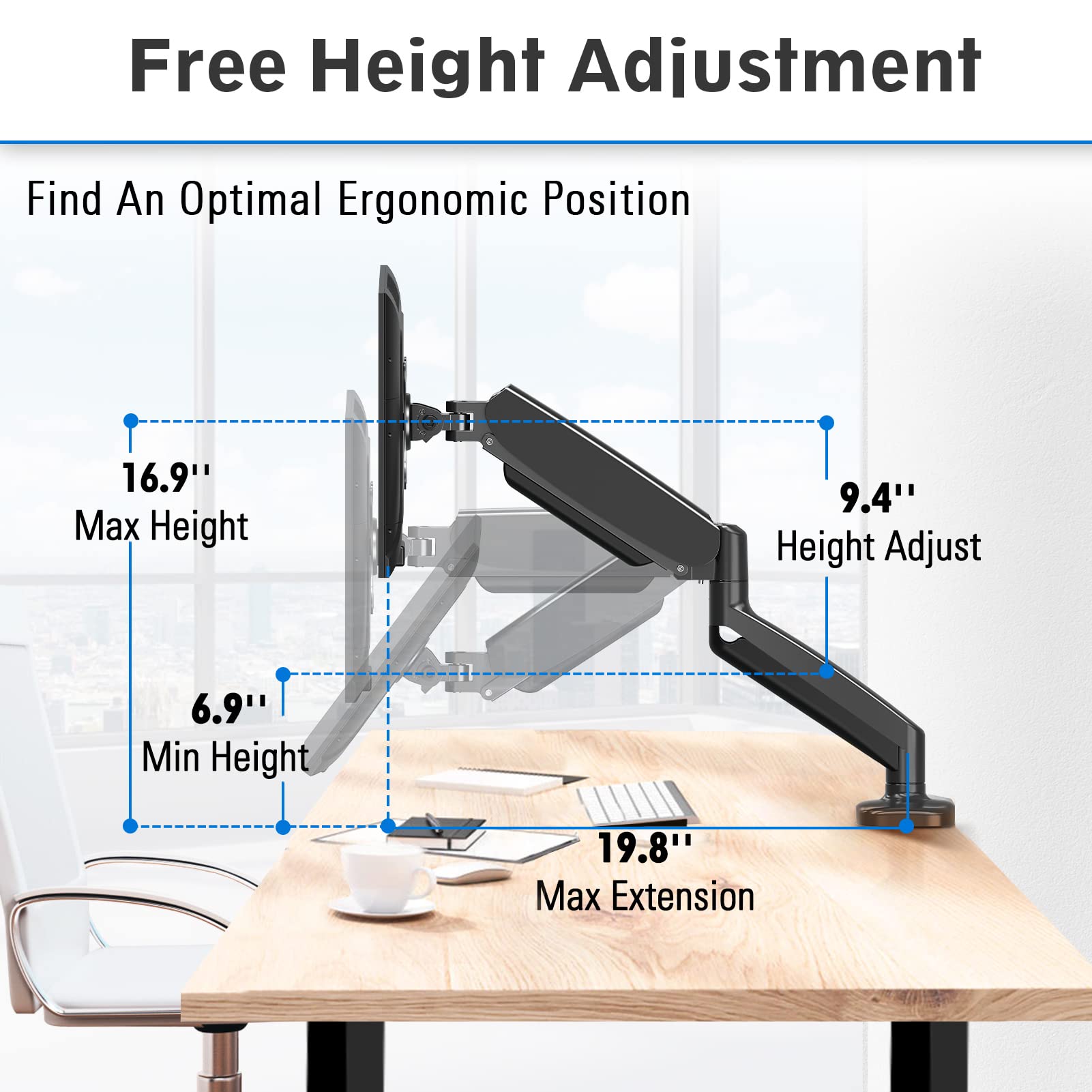 MOUNTUP Triple Monitor Stand Mount - Heavy Duty 3 Monitor Desk Mount for 27 Inch Screens, Gas Spring Monitor Arm Holds 17.6 lbs Each - Perfect for Gaming, Office & Home Workstations