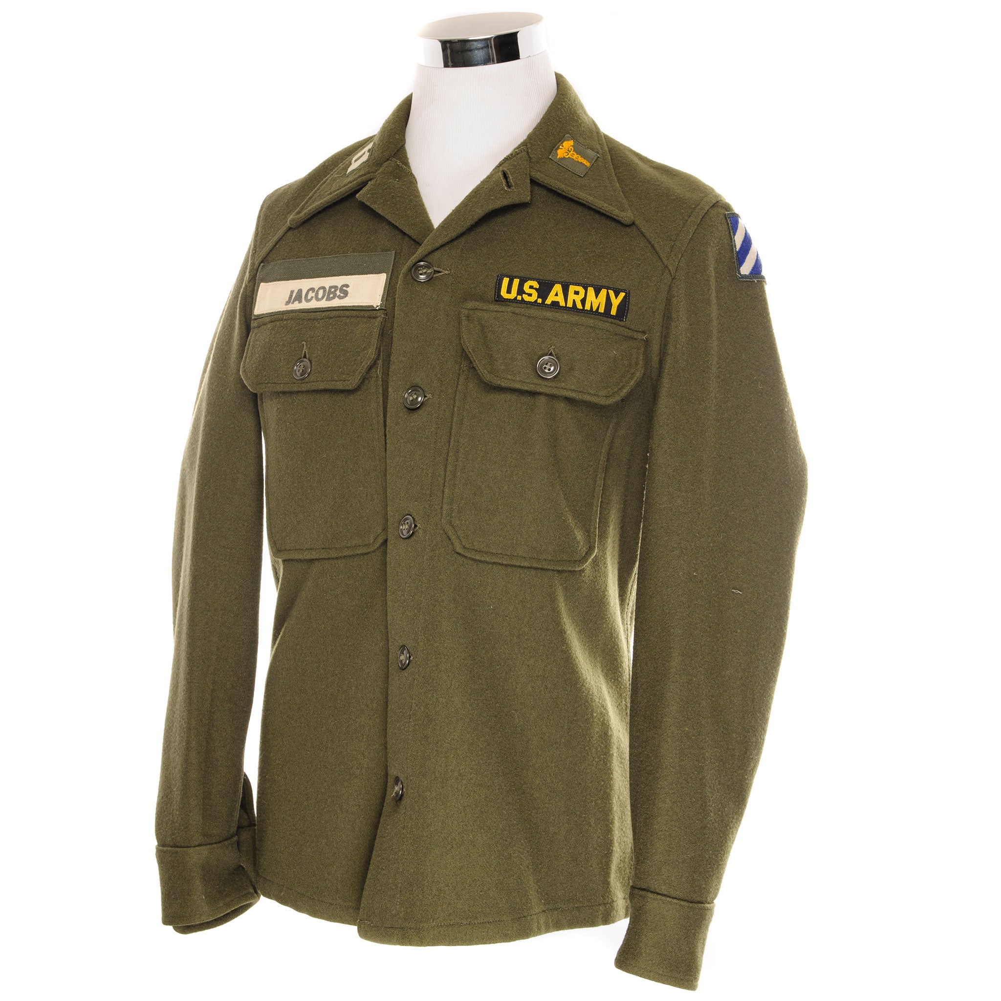 Vintage US Army Wool Shirt 1961 Cold War Era - Small Size with Patches - Military Collectible & Outdoor Adventure Gear