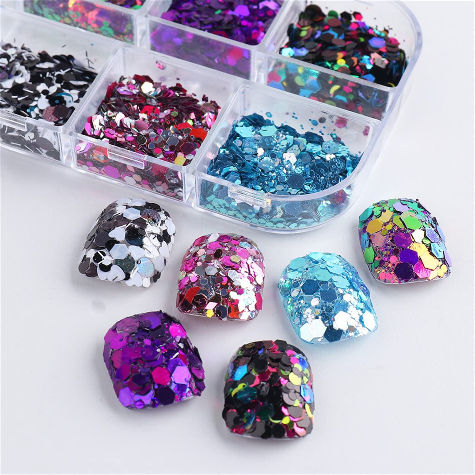 3D Holographic Butterfly Nail Art Glitter Sequins - 6 Styles Thick Sheet Glitter for Nail Decorations | Shiny Nail Art Accessories for Women & Girls | Perfect for DIY Manicures, Party Nails & Special Occasions (Multicolor)