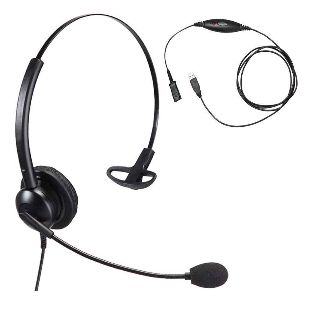 Affordable USB Single Ear Noise Cancelling Headset for Office, Call Center, Softphones, Laptops & Computers - Perfect for Remote Work, Customer Service & Online Meetings