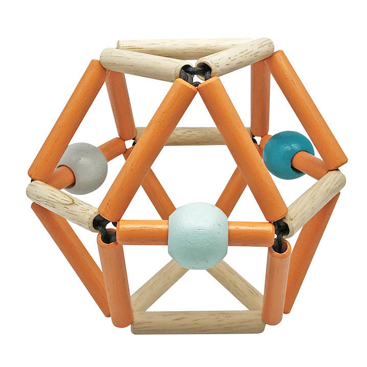 Wooden Baby Teether & Rattle Toy - Natural Basswood Grabber for Infants - Perfect for Soothing Gums & Sensory Play During Tummy Time & Travel