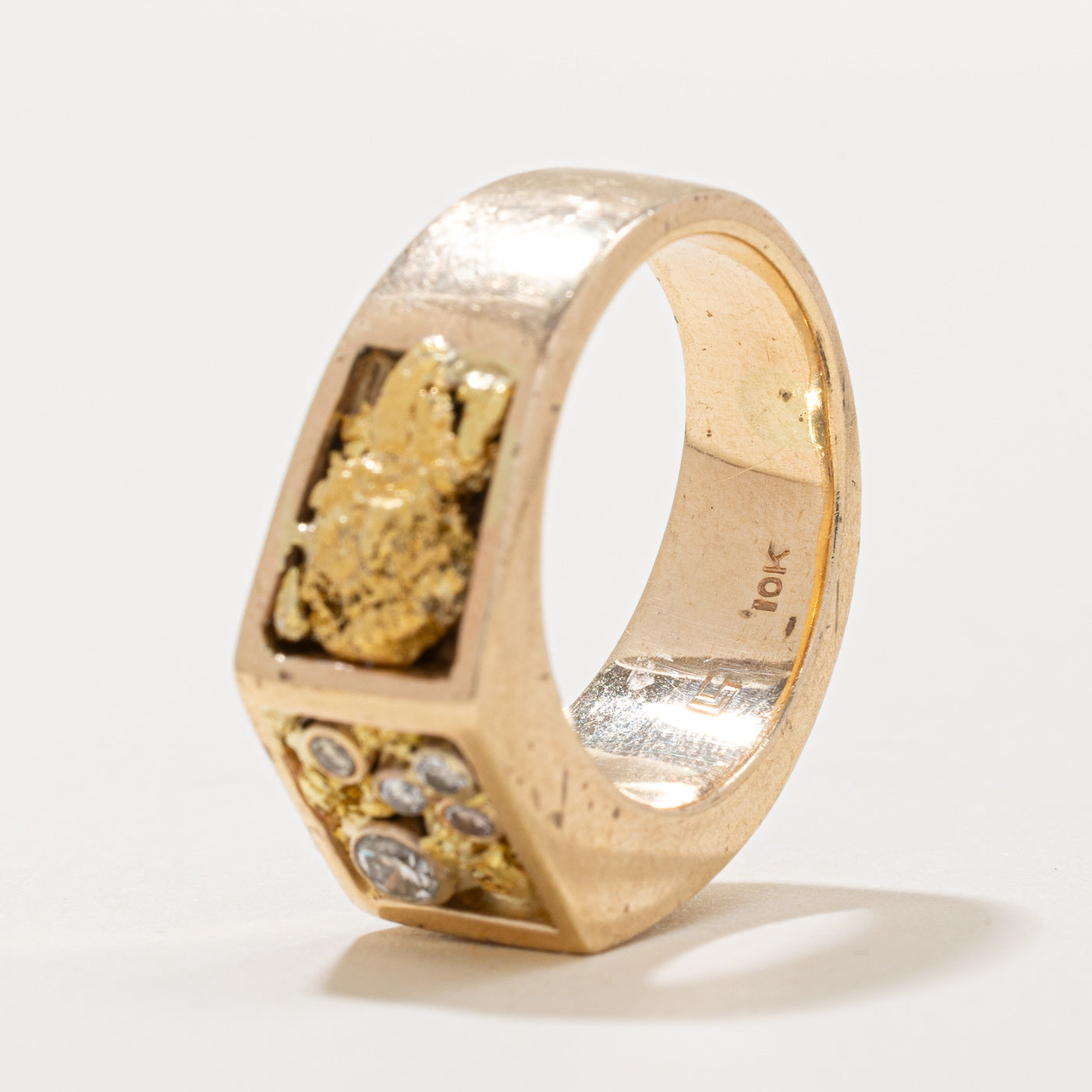0.15ctw Diamond & Gold Nugget Ring for Women - Size 7.25 - Elegant Wedding, Engagement & Anniversary Jewelry Gift - Perfect for Brides, Wives & Special Occasions