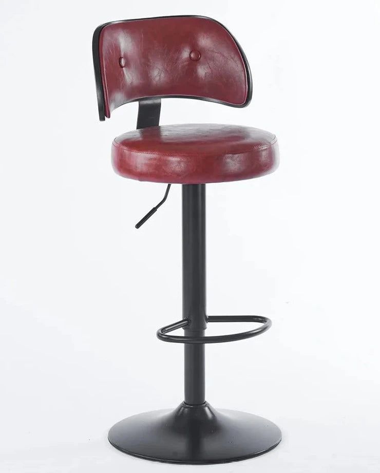 Premium Leather Bar Stools for Kitchen Island - Adjustable Height Counter Stools with Padded Seat - Perfect for Dining, Entertaining & Home Bar Use