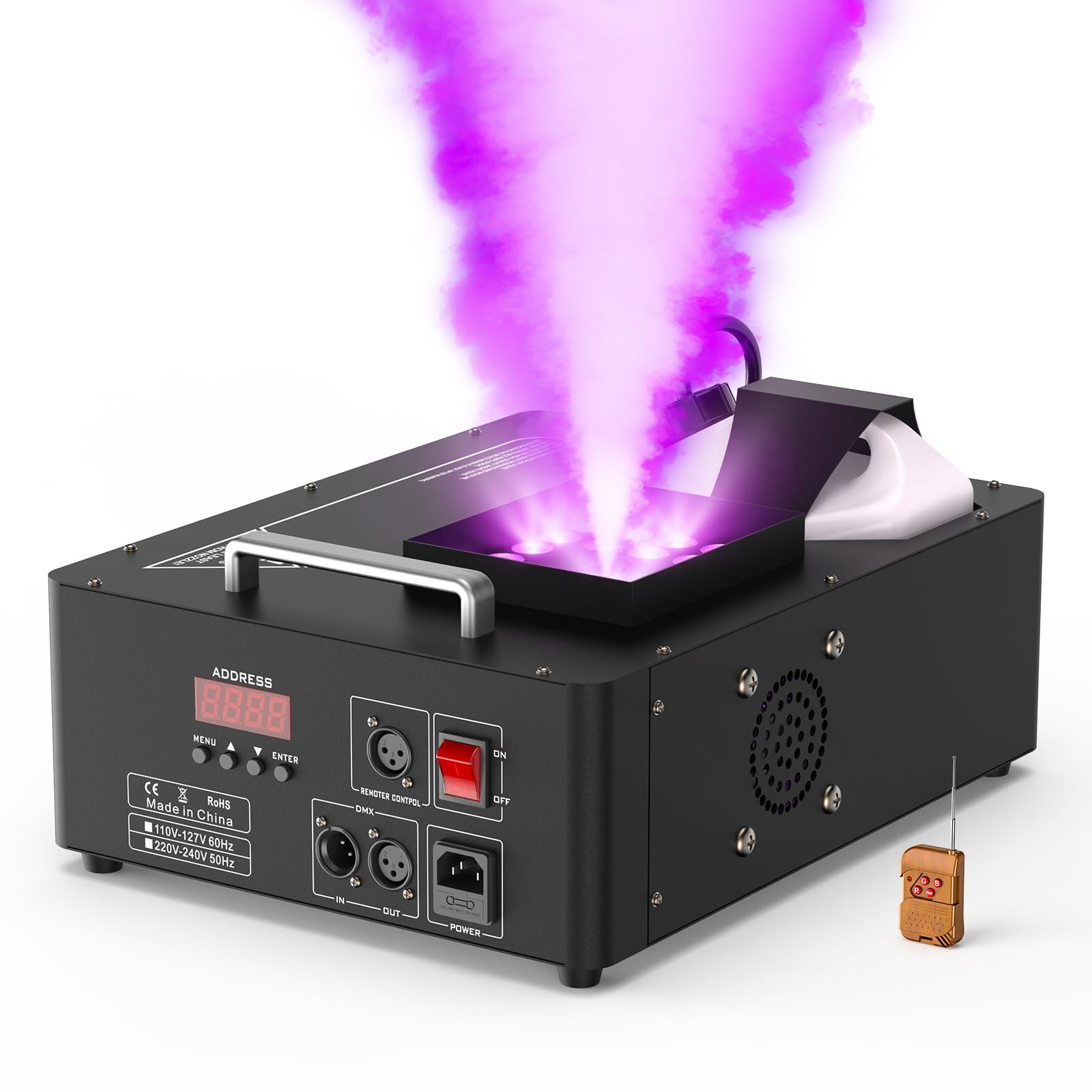 1500W Fog Machine with Upgraded 24 RGB LED Lights - Wireless Remote, DMX & Manual Control for Halloween, Christmas, Wedding Parties - Indoor/Outdoor Stage Effects for DJ Shows, Concerts & Events