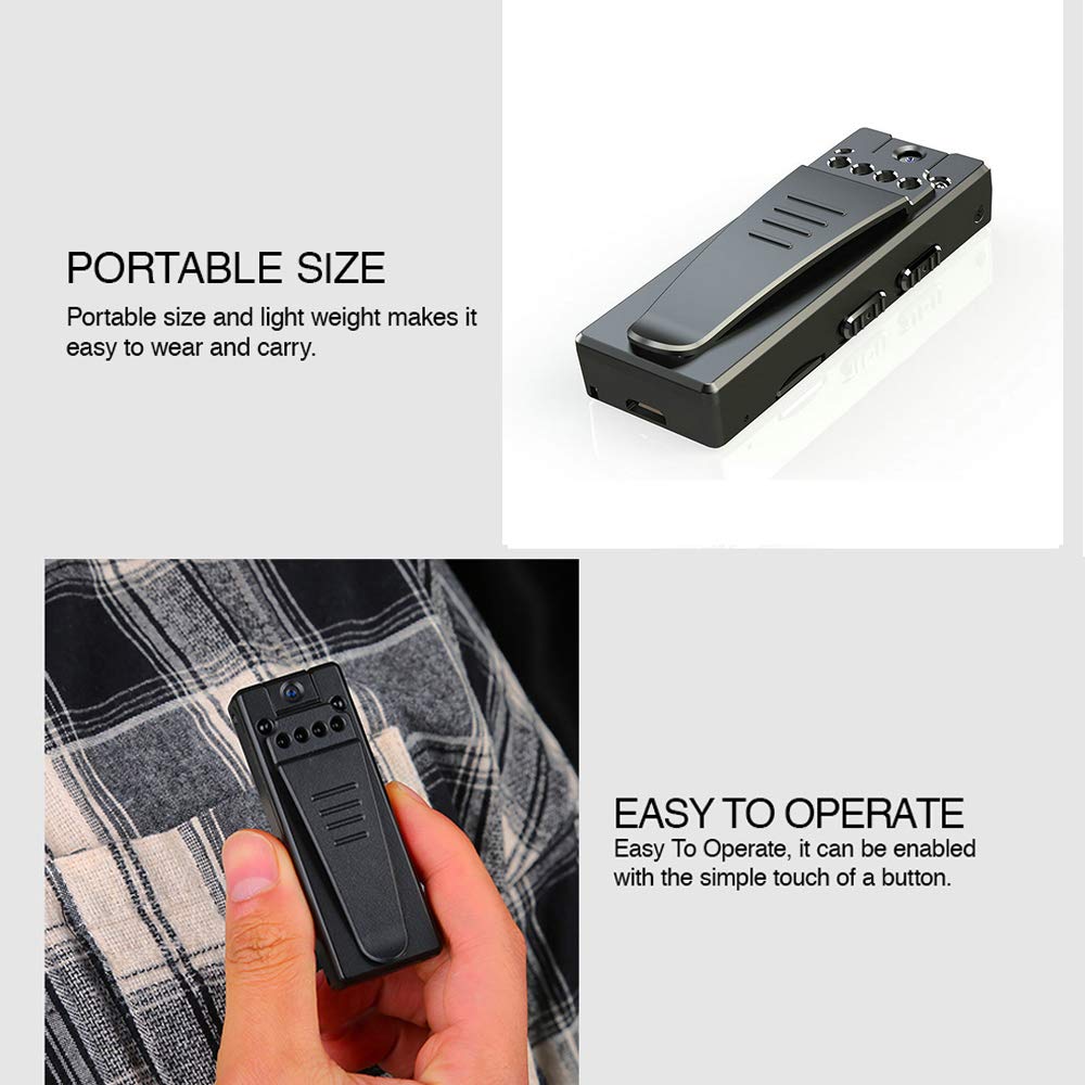 DEXILIO Mini DV Camera - 1080P HD Portable Digital Video Recorder with Clip, Motion Detection, Night Vision & Audio Recording | Perfect for Meetings, Lectures, Home Security & Covert Surveillance | Includes Free 32GB SD Card & Rotatable Lens