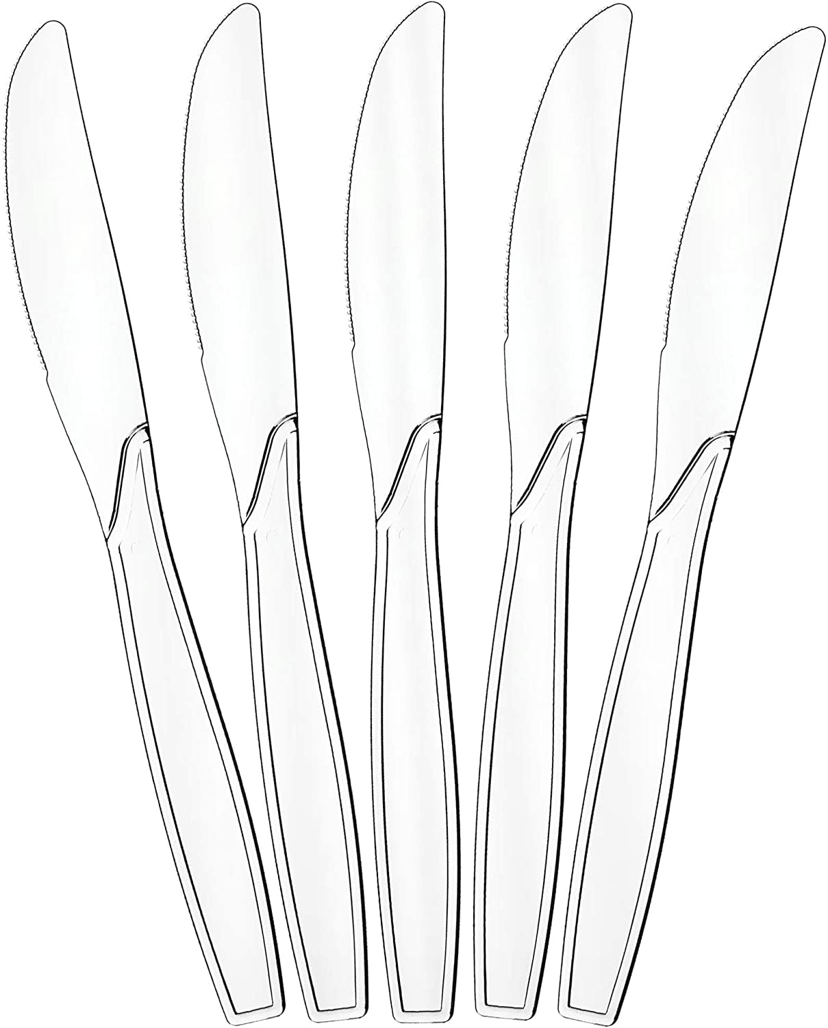 KEYSEACRO 100 Pack Reusable Plastic Knives - Durable & Eco-Friendly Cutlery for Family Parties, BBQs, Picnics & Outdoor Dining (BPA-Free, Dishwasher Safe) - Perfect for Camping, Travel & Catering Events