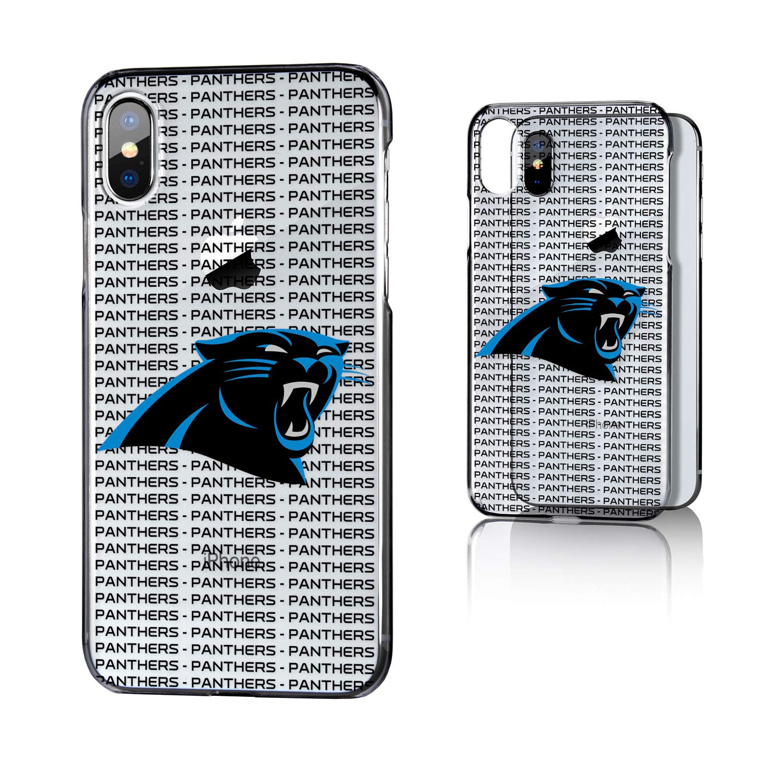 Carolina Panthers iPhone Clear Case with Text Backdrop - Slim Protective Cover for iPhone 13/14/15 Pro Max - Perfect for Game Day & Panthers Fans