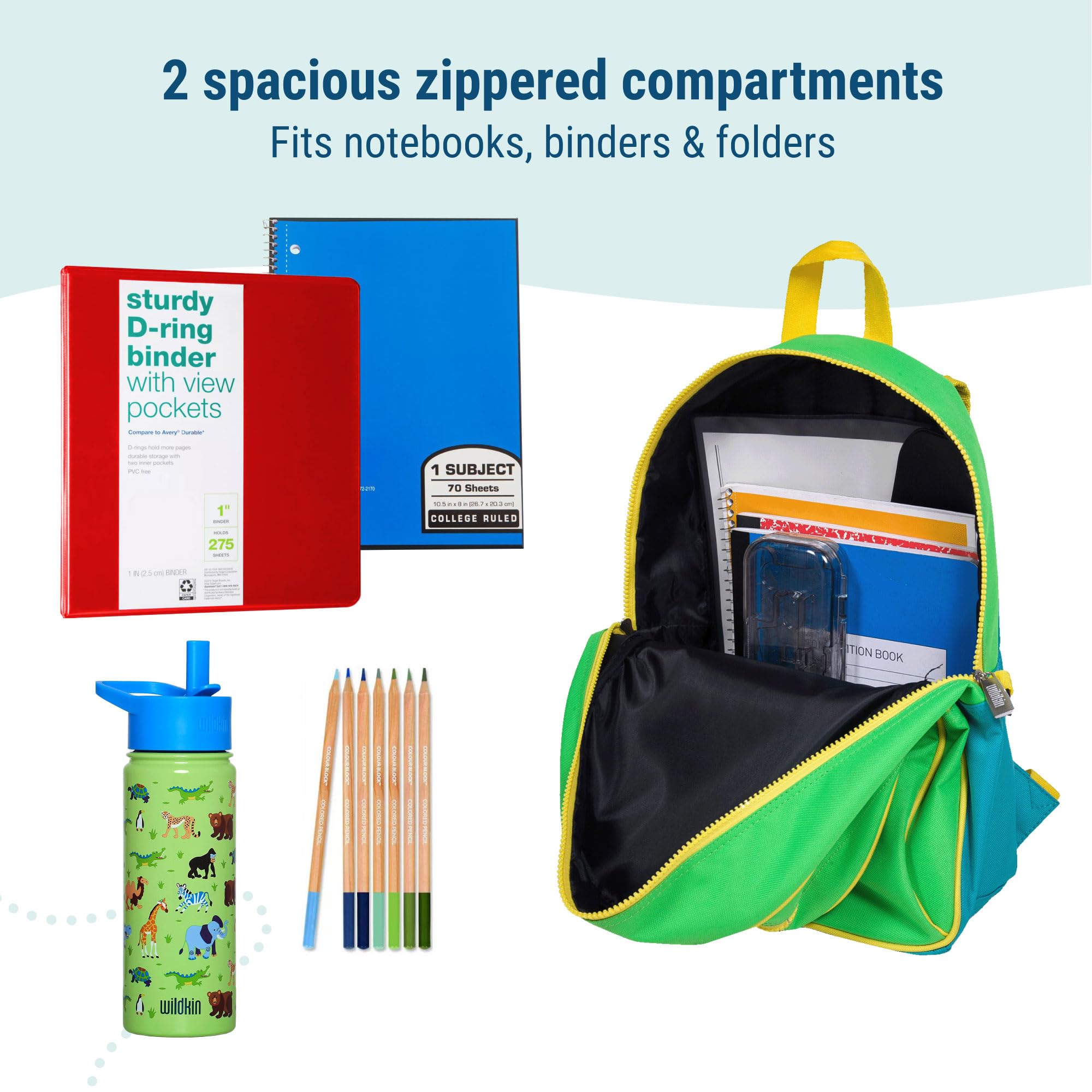 Wildkin 15-inch Kids Backpack - Durable Padded School Backpack with Adjustable Straps for Boys & Girls - Monster Green - Perfect for Elementary School, Day Trips & Outdoor Adventures