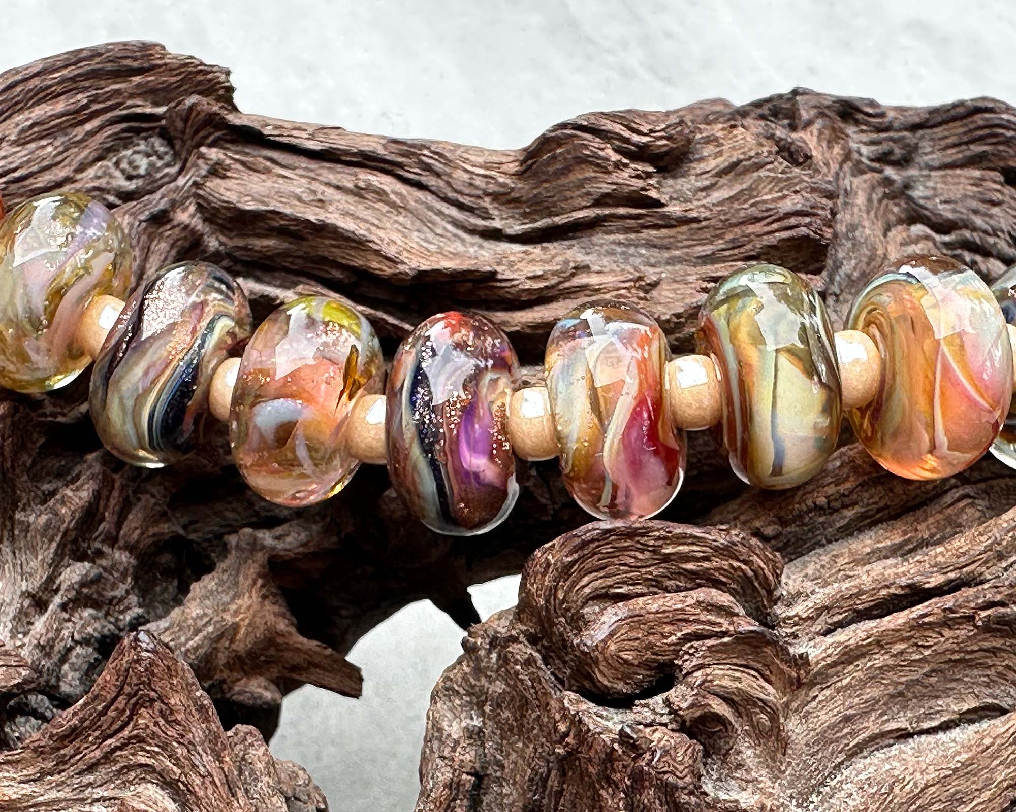 23pcs Brown Shimmer Lampwork Glass Beads for Jewelry Making - DIY Bracelets, Necklaces & Craft Projects - Mixed SRA Orphan Beads Collection