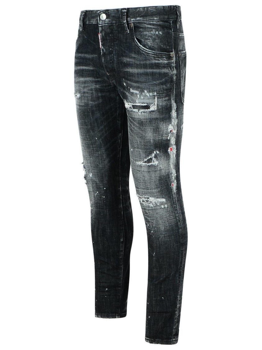 Skater Bleached Black Cotton Jeans for Men & Women | High Waist Stretch Denim Pants | Streetwear Fashion for Skateboarding & Casual Outfits