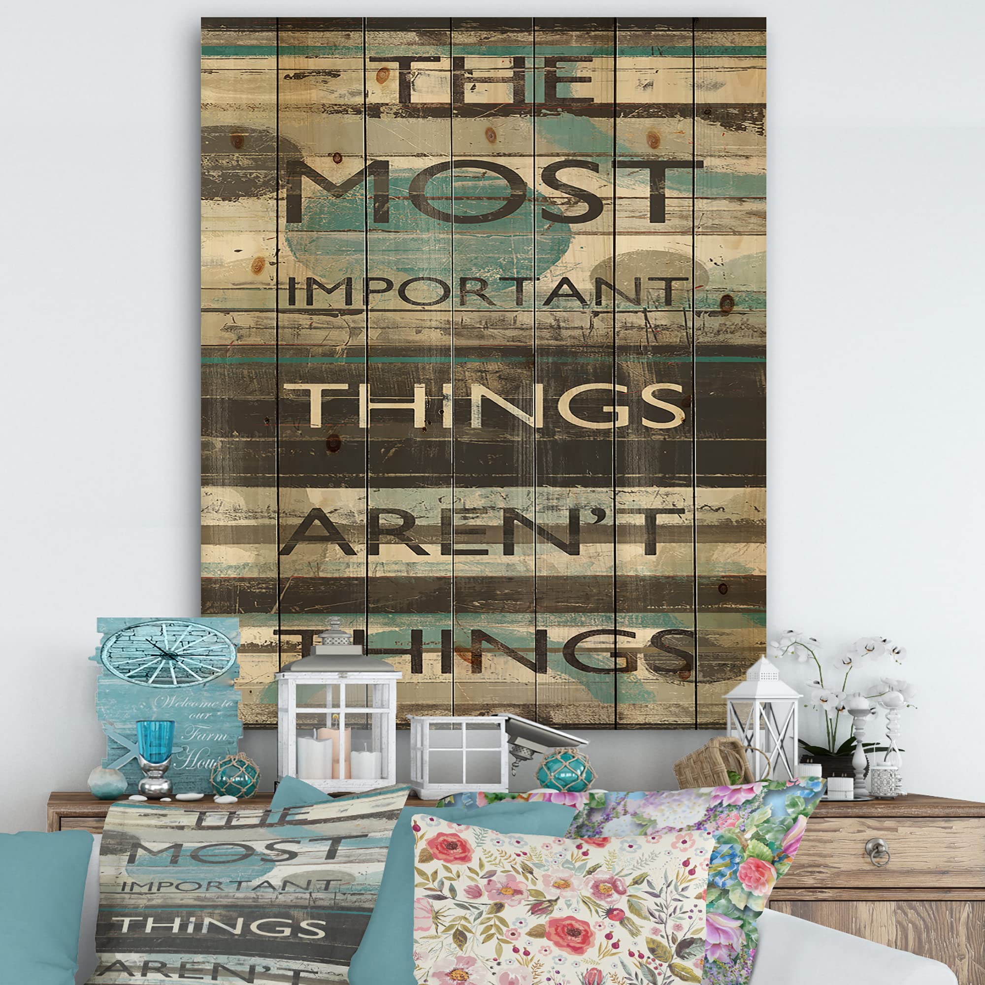DesignQ Blue Zephyr Quote II Modern Wood Wall Art - Grey Contemporary Wooden Decor with Inspirational Sayings - Large Natural Pine Wood Wall Panels for Living Room, Bedroom & Office Decor