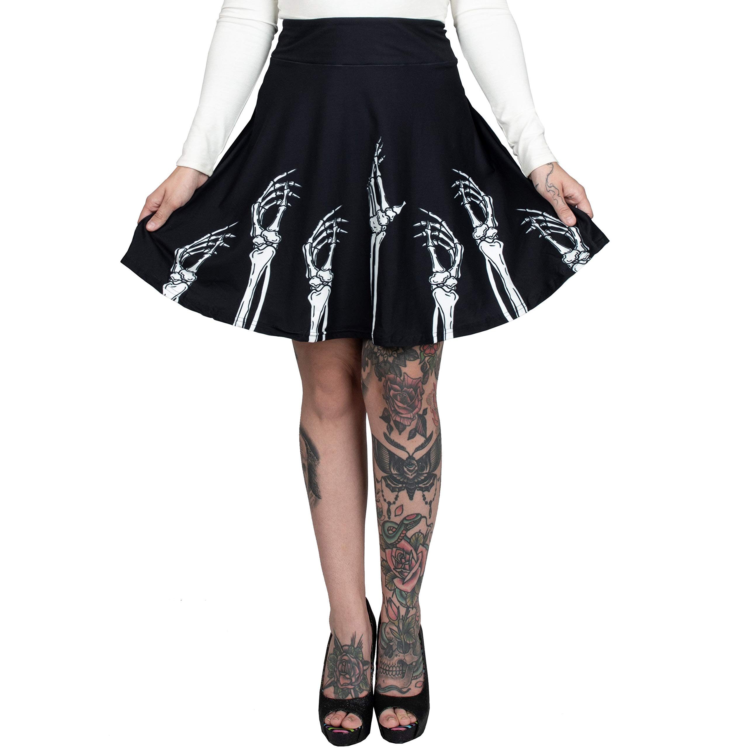 Hands Up & Skirts Down Skater Skirt - Women's A-Line Pleated Mini Skirt for Casual Wear, Street Style & Dance Outfits