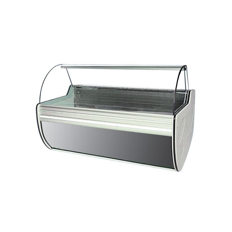Atlanta W 12 SGSN 49 Stainless Steel Curved Glass Refrigerated Display Case - Commercial Refrigerator for Restaurants, Bakeries & Cafes - Perfect for Showcasing Pastries, Drinks & Deli Items