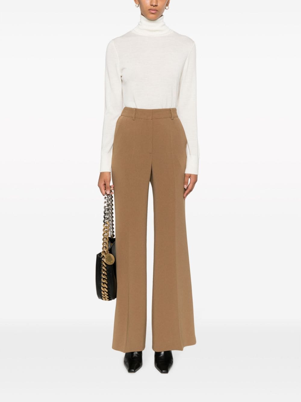 Alberto Biani Women's High Waisted Tapered Trousers in Camel Color - Perfect for Office Wear & Business Casual Outfits