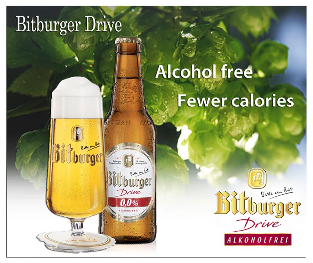 Bitburger Drive Zero Non-Alcoholic Malt Beer - 24 Pack of 11.2 fl oz Glass Bottles | Alcohol-Free German Lager | Perfect for Parties, BBQs & Healthy Lifestyle | Great Gift for Beer Lovers