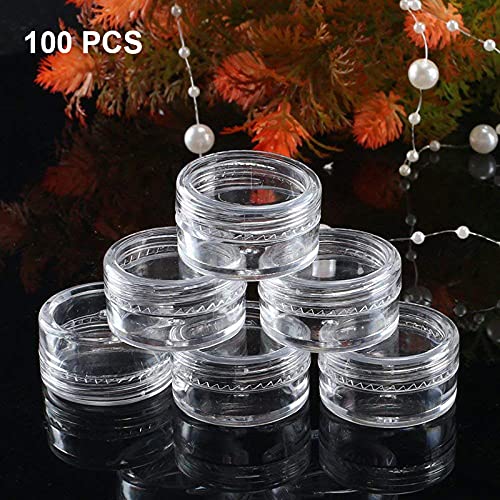 VALINK 100-Pack 5ml Clear Plastic Cosmetic Jars with Lids - Small Travel-Sized Sample Containers for Makeup, Lip Balm, Beads & DIY Crafts | Perfect for Home, Salon & On-the-Go Use