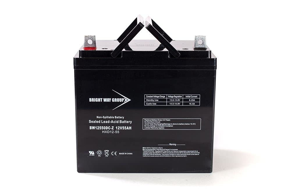 Bright Way 12V 55AH Replacement SLA Battery for HZB12-55 Haze - Compatible with Power Wheels, Solar Systems & Emergency Backup Power