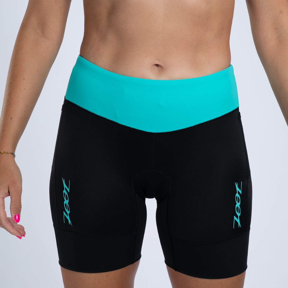 Women's Core Tri 6 Running Shorts - Breathable Aqua Blue Athletic Shorts for Workouts, Yoga & Gym Training