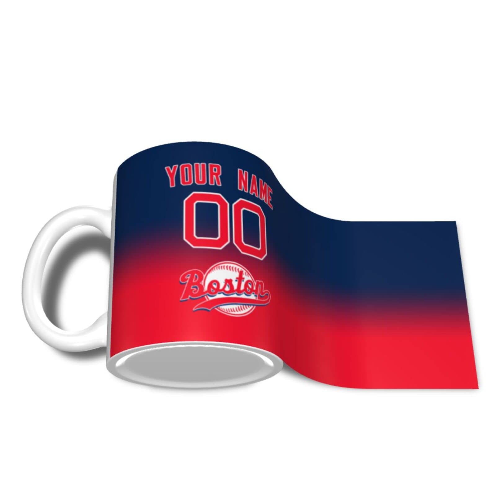 Personalized Baseball Coffee Mug - Custom Ceramic Cup with Handle, Add Name & Number, Team Colors - Great Gift for Baseball Fans, Men & Women - Perfect for Home, Office, or Game Day Use