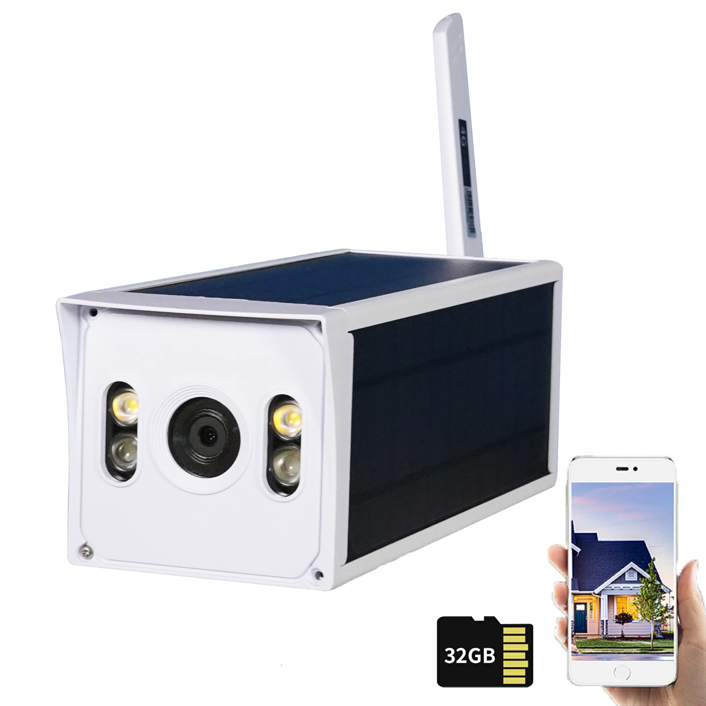 3G/4G Solar Security Camera - 1080P HD, AI Night Vision, Solar/Rechargeable Battery Powered, Low Power Consumption, Continuous Recording, Includes Micro SD Card - Ideal for Outdoor Home, Farm, and Business Surveillance