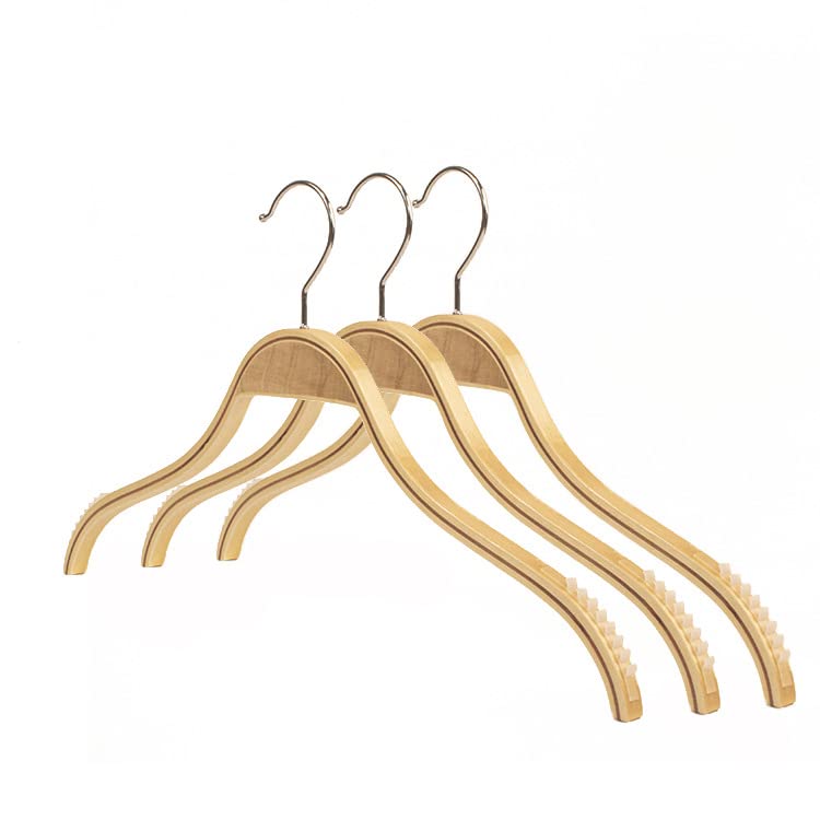 17 Inch Natural Wooden Hangers with Non-Slip Rubber Grips - Space Saving Clothes Hangers for Coats, Shirts, Dresses & T-Shirts (30 Pack) | Perfect for Closet Organization & Wardrobe Storage