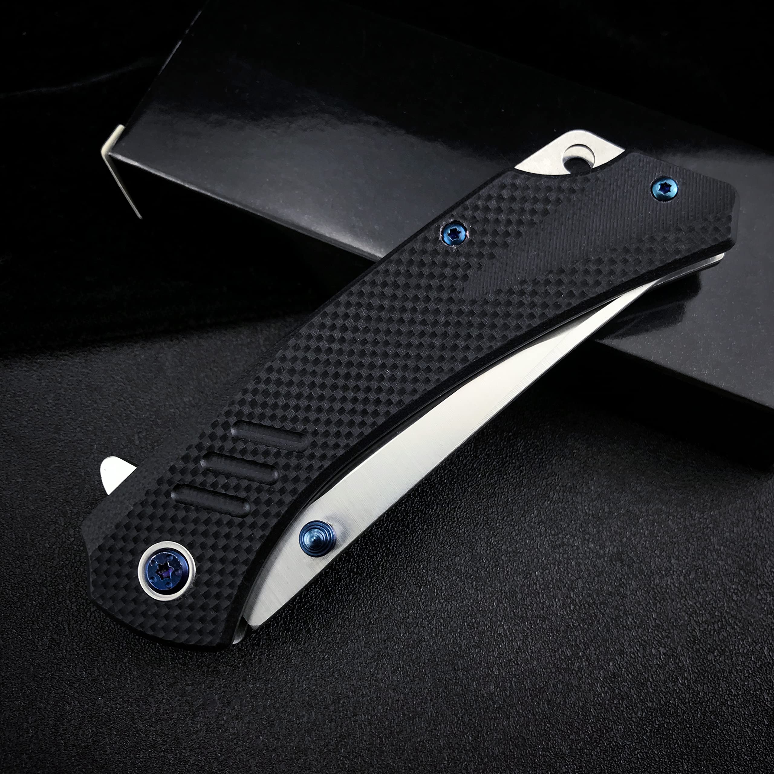 HUAAO 7.9’’ Folding Pocket Knife - EDC Knife with Liner Lock, Thumb Stud & Pocket Clip - Best Camping, Hunting, Hiking Outdoor Knife - Ideal Gift for Men & Women - Perfect for Everyday Carry, Survival & Outdoor Adventures