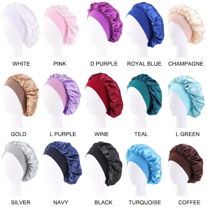 Silk Satin Sleep Cap for Women - Soft & Comfortable Night Hair Protection - Perfect for Curly Hair, Natural Hair & Bedtime Hair Care (Black) | Great for Travel, Spa & Beauty Routine