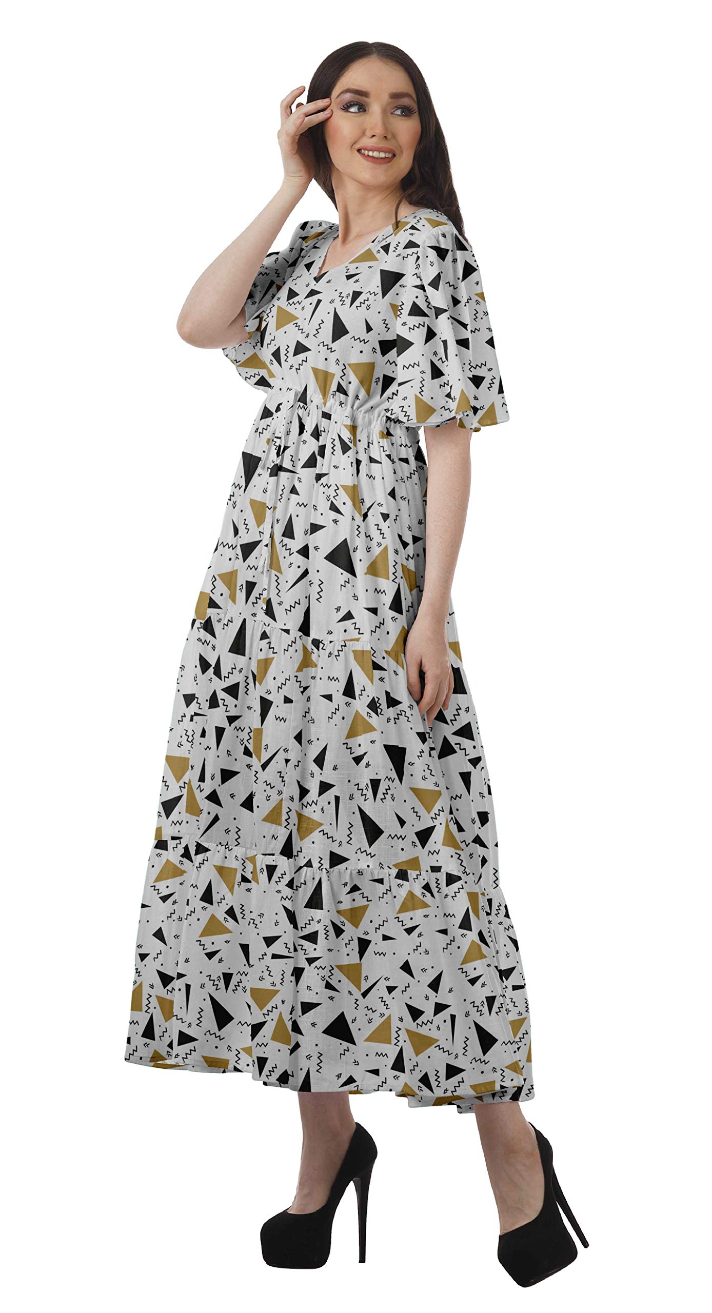**Moomaya Women's Floral Printed Summer Dress - Short Sleeve Party & Casual Sundress - Perfect for Beach Vacations, Brunch Dates, and Outdoor Events**