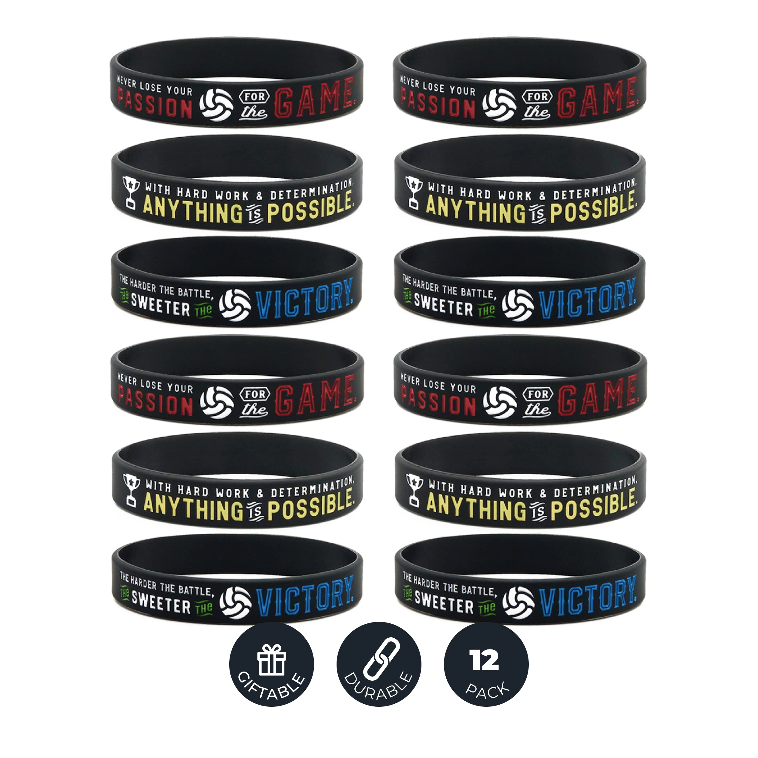 Inkstone Volleyball Motivational Silicone Bracelets - Sport Team Wristbands for Players & Fans - Perfect for Games, Training & Team Spirit