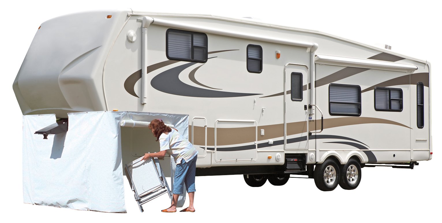 ADCO 3503 5th Wheel RV Trailer Storage Skirt - 296 Inch Polar White Weather-Resistant Cover for Camper & Travel Trailers - Perfect for Outdoor Camping & RV Storage Protection