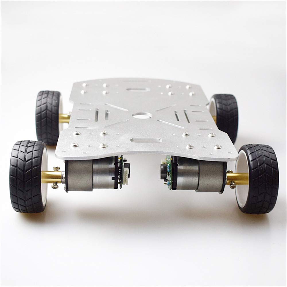 4WD Smart Robot Car Chassis Kit with 4pcs 12V DC Motors - Compatible with Arduino & Raspberry Pi - DIY Robotics Project for Beginners (Silver) | Perfect for STEM Education, Coding Practice & Home Automation Projects