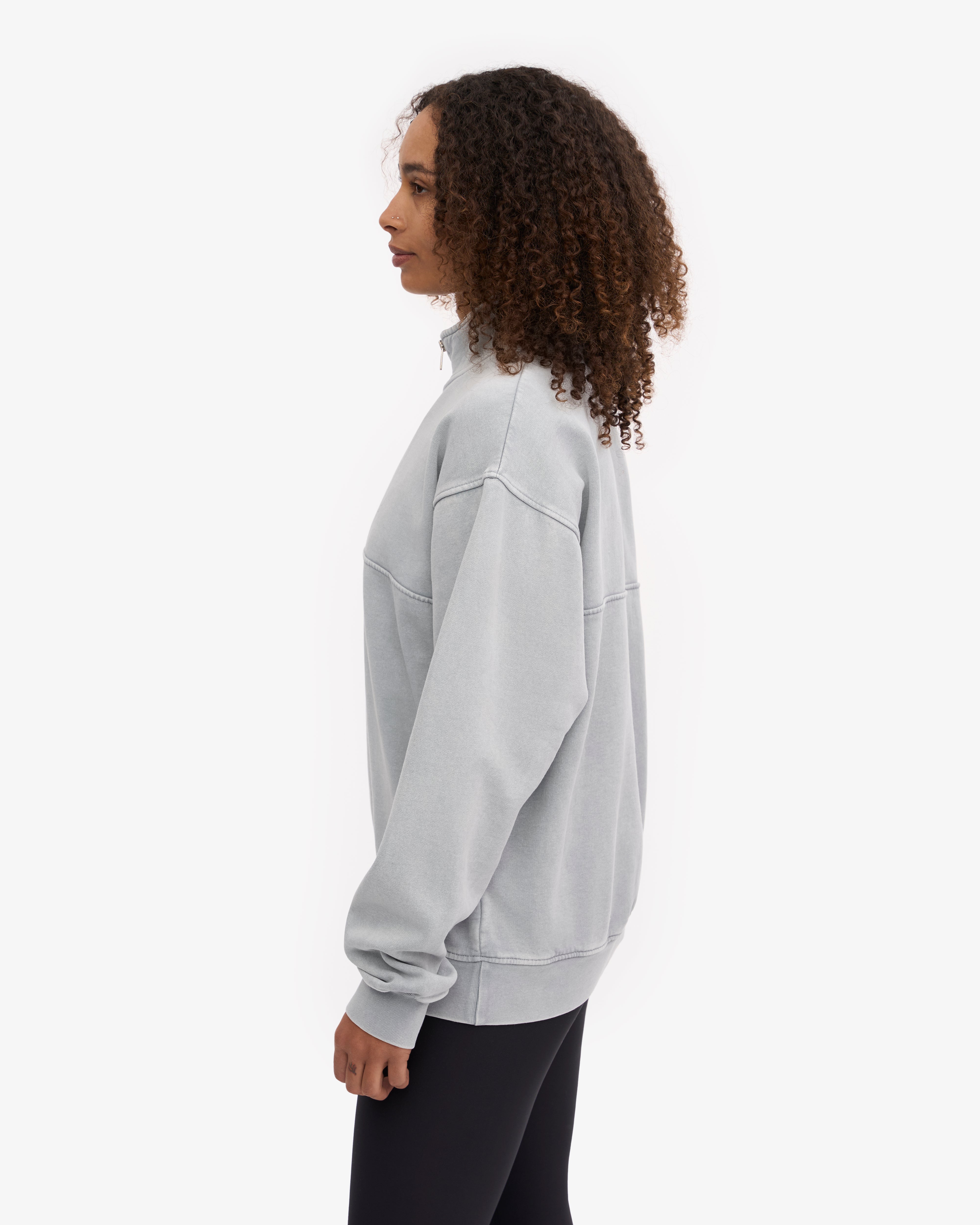 Organic Quarter Zip Sweatshirt for Men & Women | Faded Grey Pullover | Casual & Outdoor Wear for Hiking, Running & Travel
