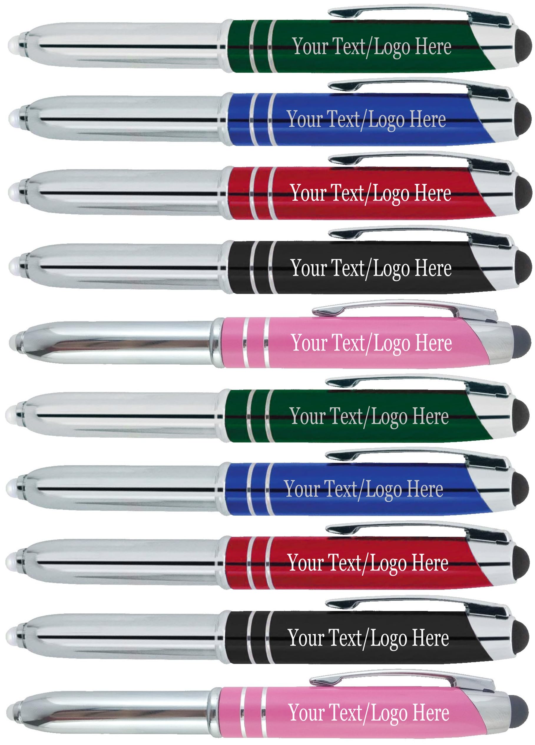 50 Custom Engraved Pens with Flashlight & Stylus - Personalized Text or Logo - Bulk Pack for Marketing, Promotions, Events & Corporate Gifts - Perfect for Trade Shows, Business Meetings & Branding Campaigns
