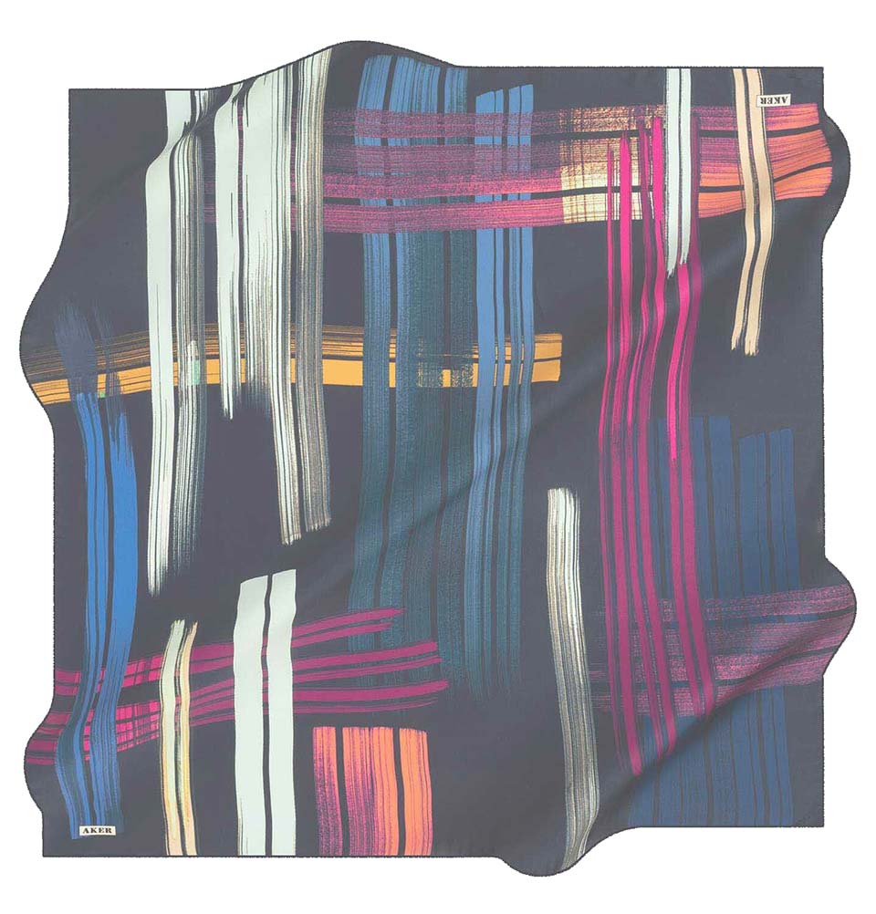 Aker Silk Cotton Patterned Square Scarf #8095 421 - Stylish Fashion Accessory for Women, Perfect for Office, Party & Everyday Wear