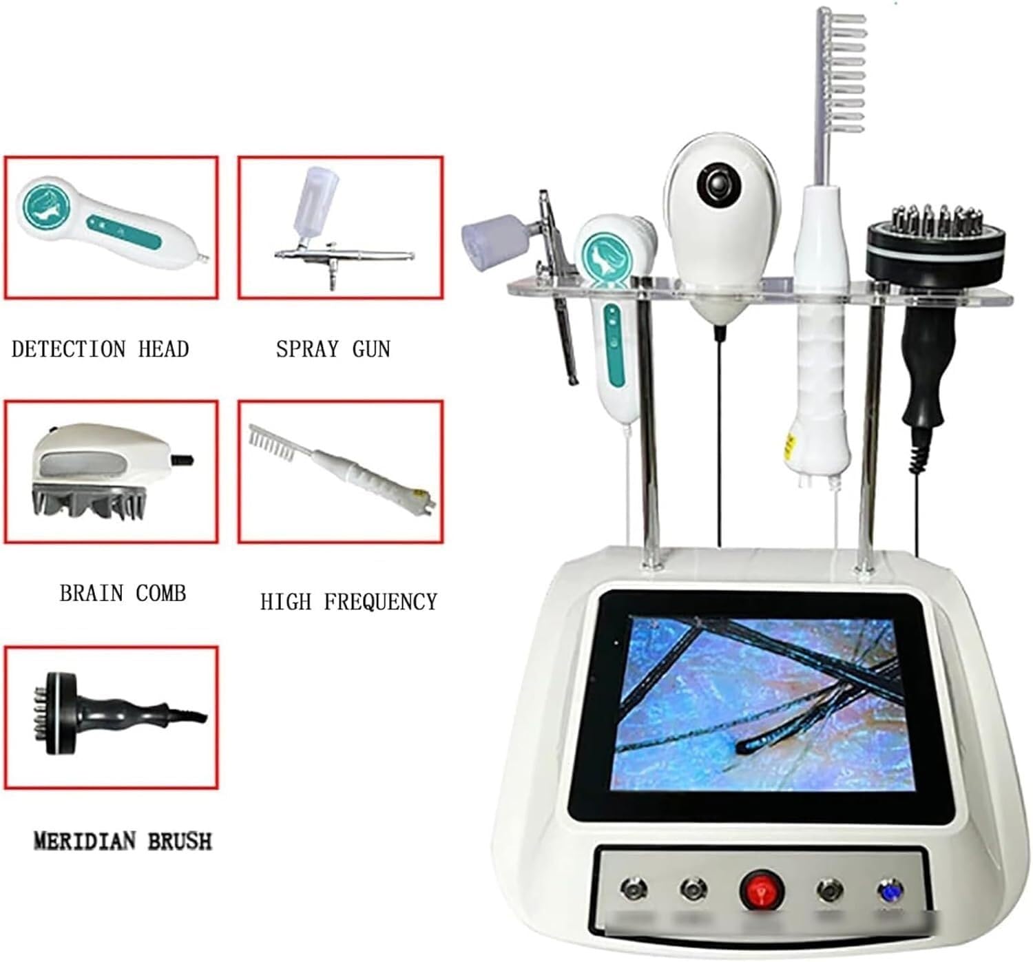 200X Hair & Skin Analyzer - 5-in-1 Hair Diagnostic Kit with Follicle Detector, Oil & Moisture Tester, Massage Comb - Professional Hair Loss Analysis for Dryness, Flexibility & Scalp Health (8 Inch) - Perfect for Salons, Home Hair Care & Scalp Treatment