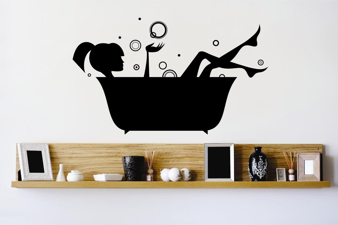 Vinyl Wall Decal - 10x20 Inch Bathtub Silhouette Art Sticker for Bathroom & Bedroom Decor - 22 Color Options - Waterproof Removable Mural for Home, Apartment, Dorm & Nursery