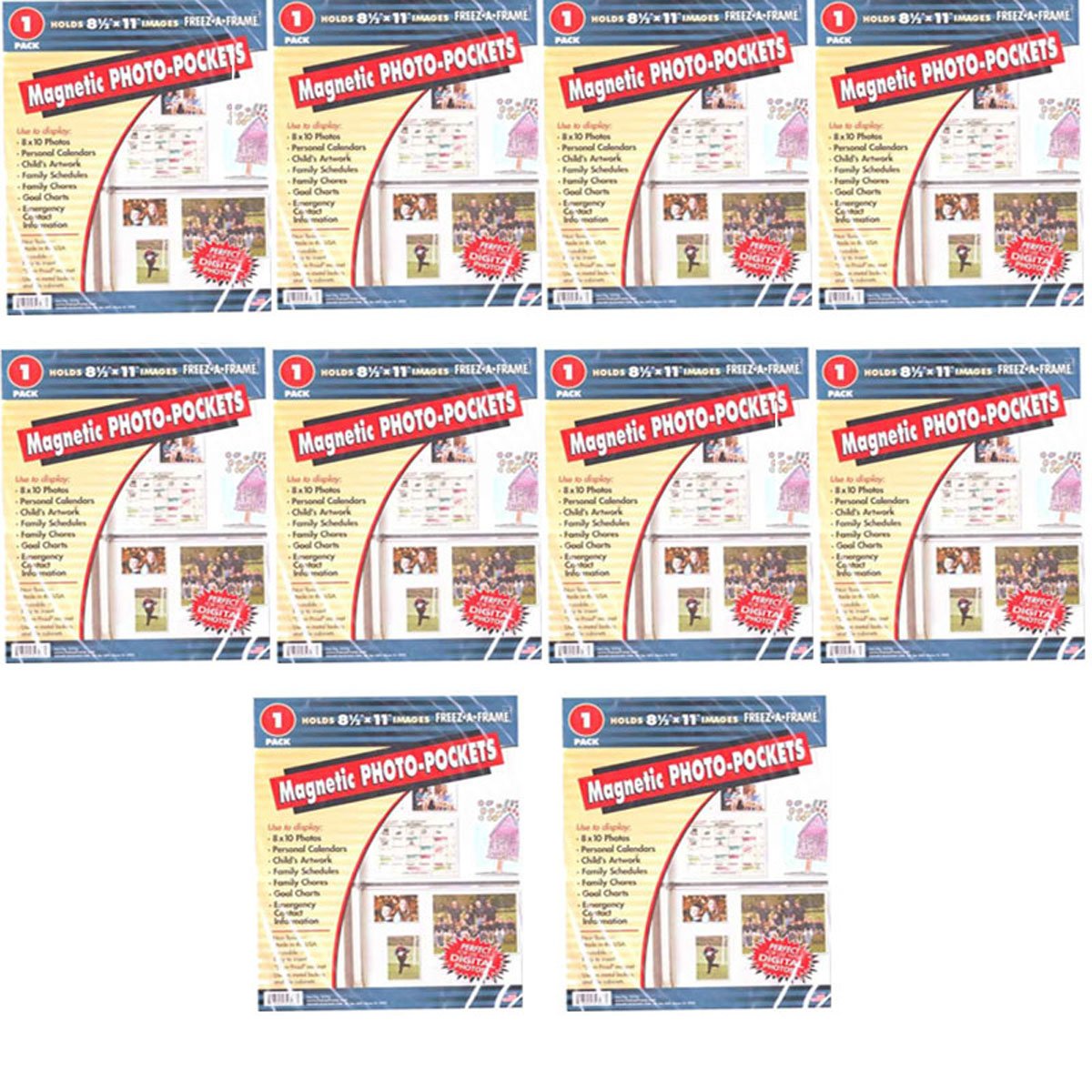 10-Pack Clear Magnetic Photo Frames for Refrigerator - 8.5x11 Inch Strong Slam-Proof Freez-A-Frame - Perfect for Family Photos, Kids Artwork & Kitchen Organization