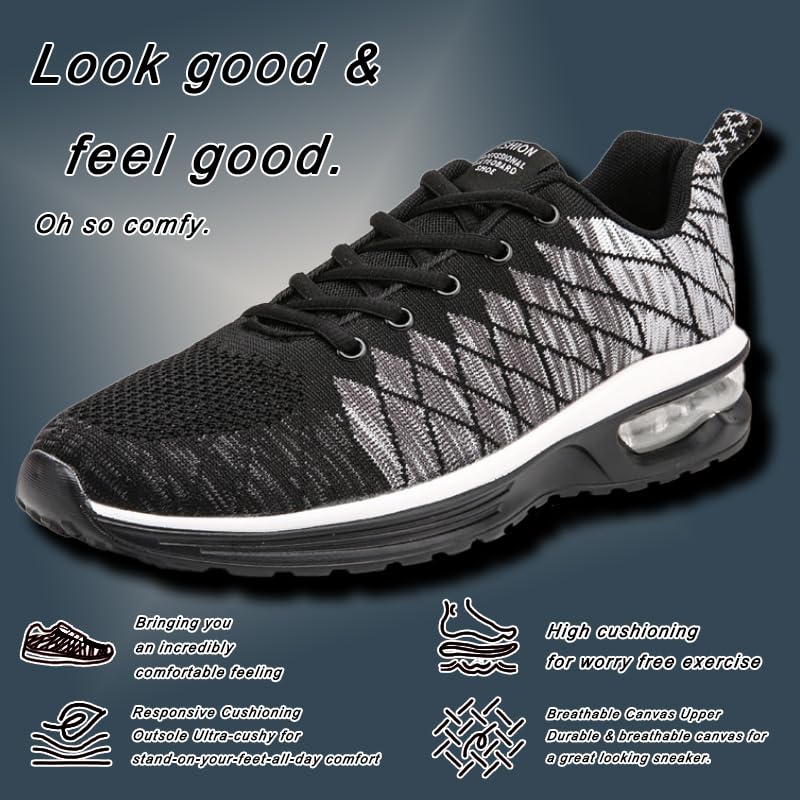 Men's Lightweight Breathable Running Shoes - Athletic Sneakers for Gym, Jogging, Tennis & Casual Walking | Comfortable Air Cushion Sports Shoes for Men's Fitness & Daily Wear