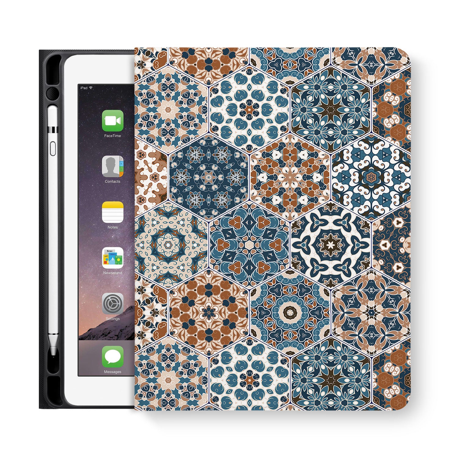 Premium iPad Folio Case with Aztec Tribal Design - Slim Protective Cover for iPad Pro/Air/Mini - Perfect for Work, Travel & School Use