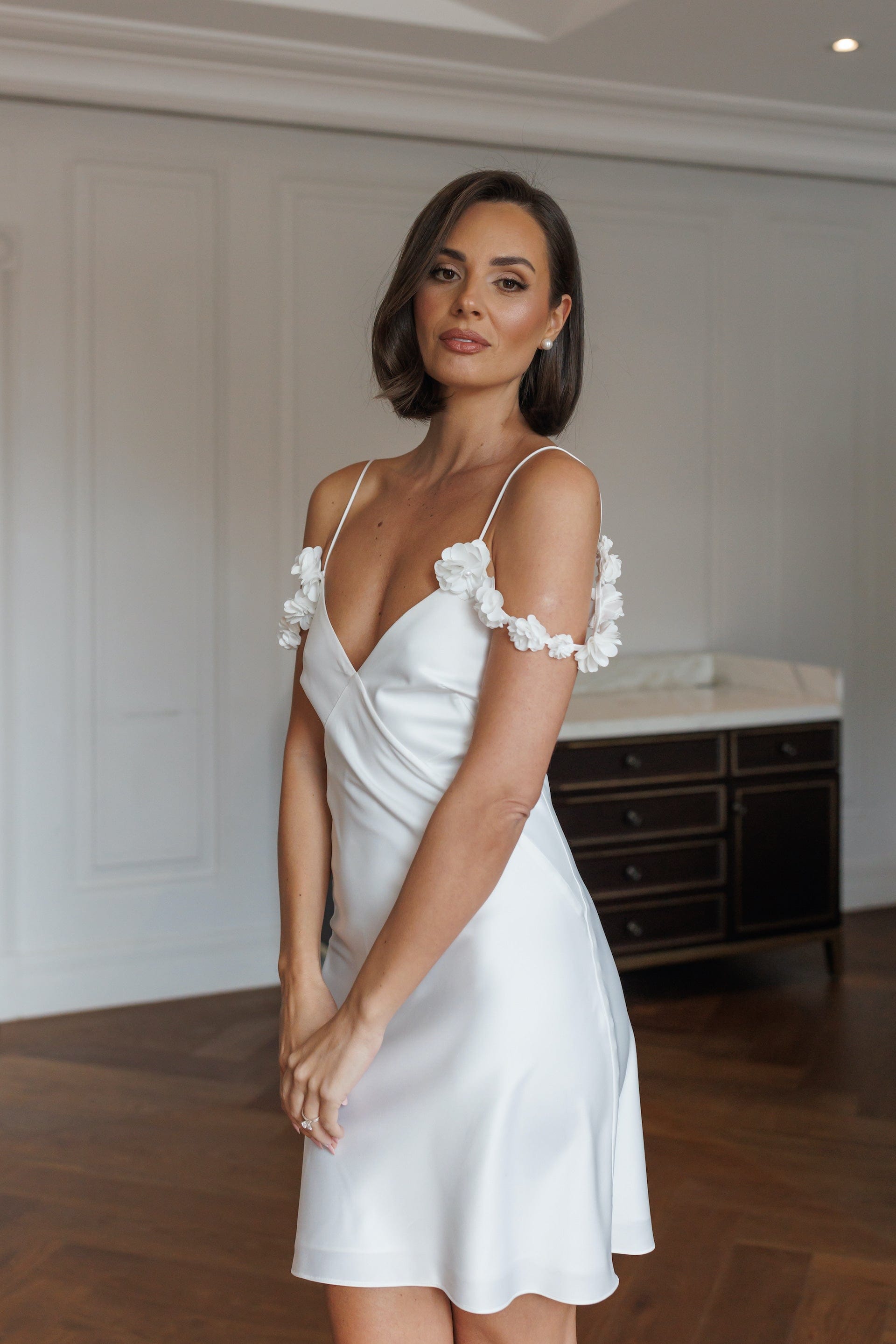 Becca Floral Bridal Slip - Elegant Lace Wedding Nightgown for Bride, Honeymoon & Romantic Occasions